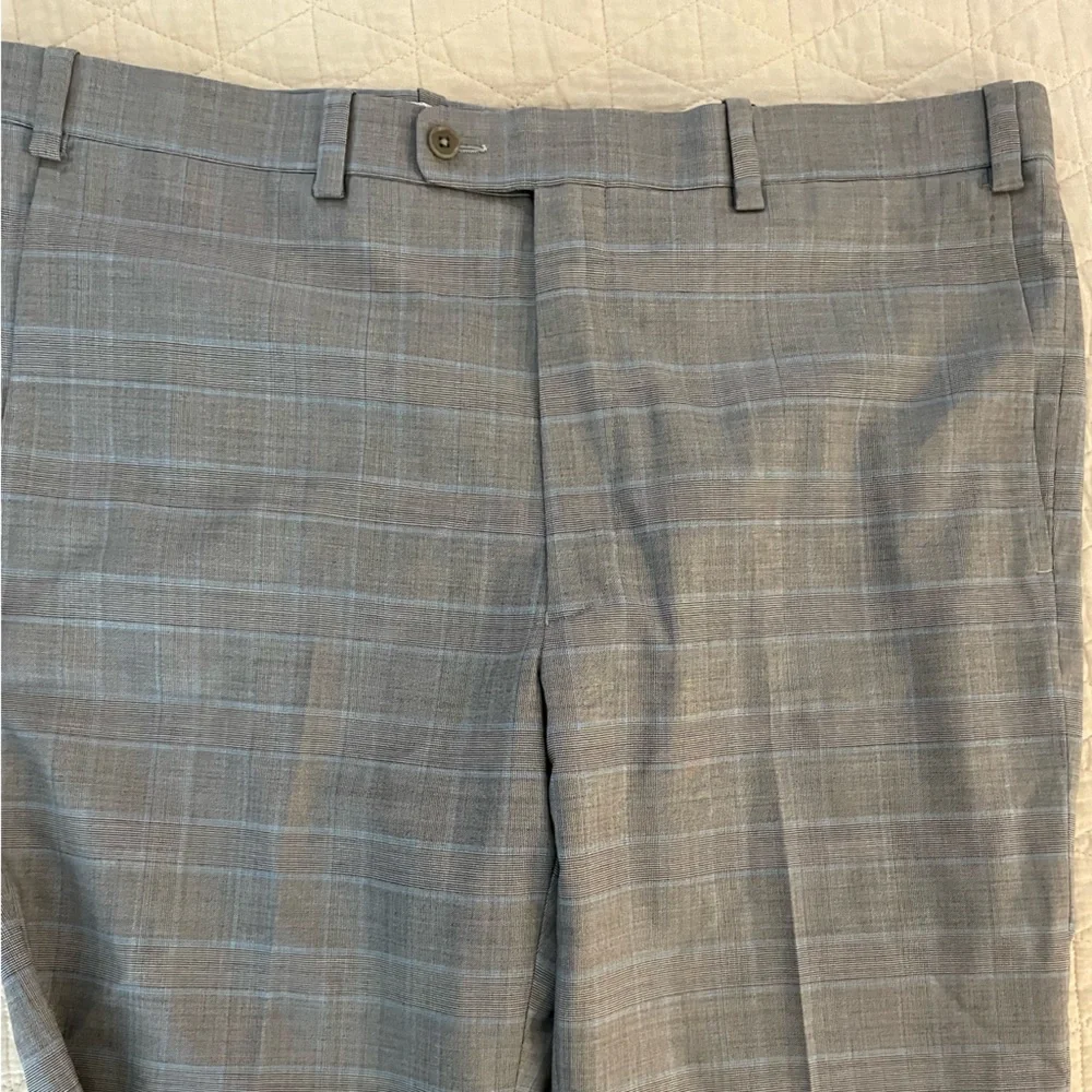 CARNOUSTIE‎ Windowpane Flat Front Stretch Wool Trouser in Gray Size 40 NWT $225